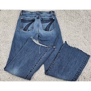 7 For All Mankind Dojo Flare Jeans Women's 26 Raw Hem Mid Rise Medium Wash